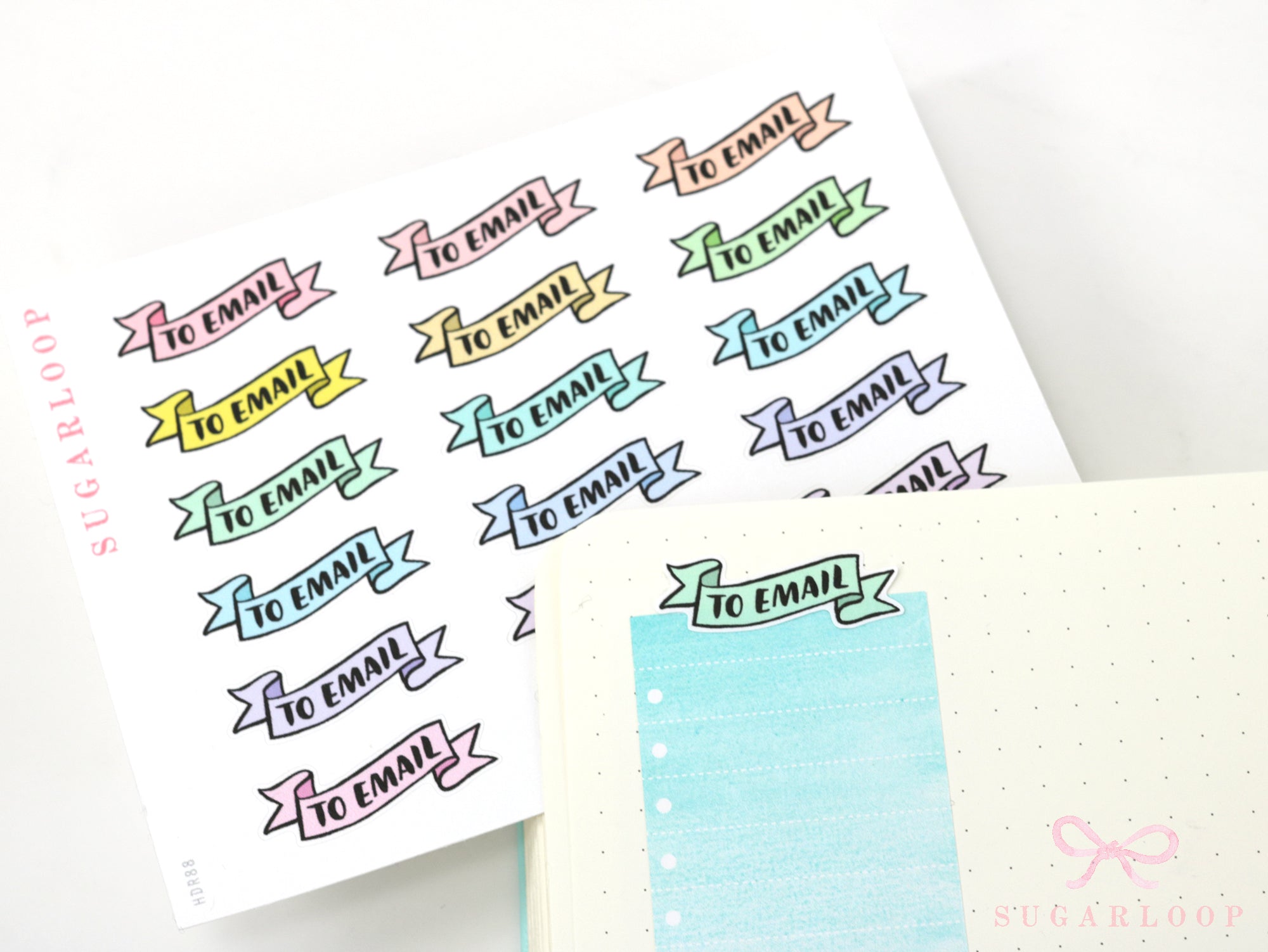 To Email Banner Planner and Journal Stickers: Pastel  Journaling Labels