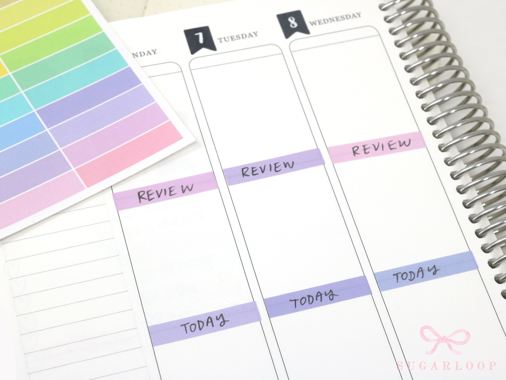 Rainbow Pastel Header Planner and Journal Stickers: Functional Divider Strips