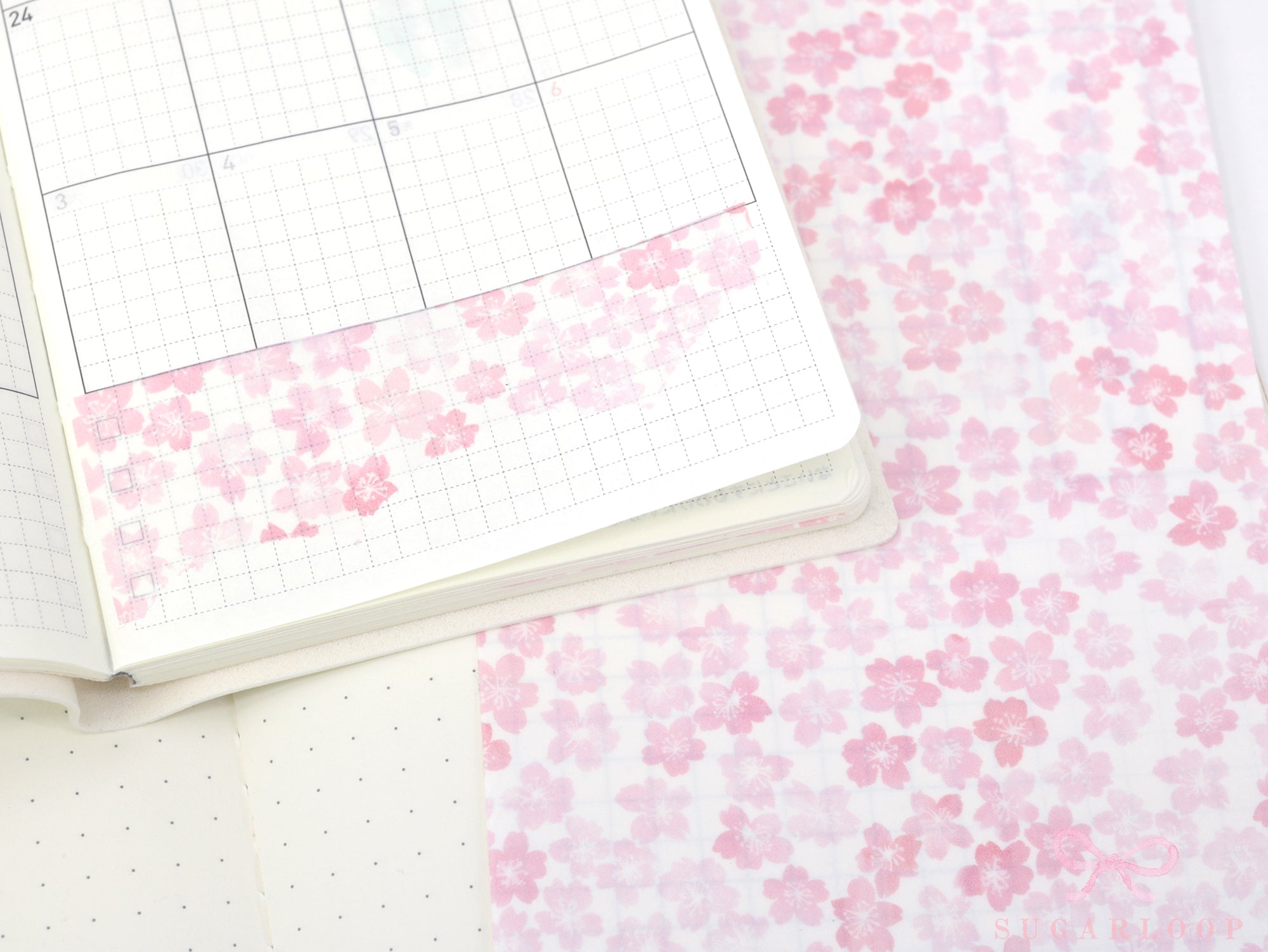 Washi Paper Deco Pattern Sheet for Planners and Journals: Sakura  Cherry Blossom  Watercolor
