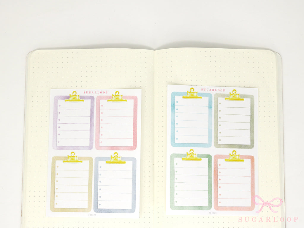 Clipboard Planner and Journal Stickers: Journaling, Color Code, Checklists, Bullet Points, Tasks, Lists