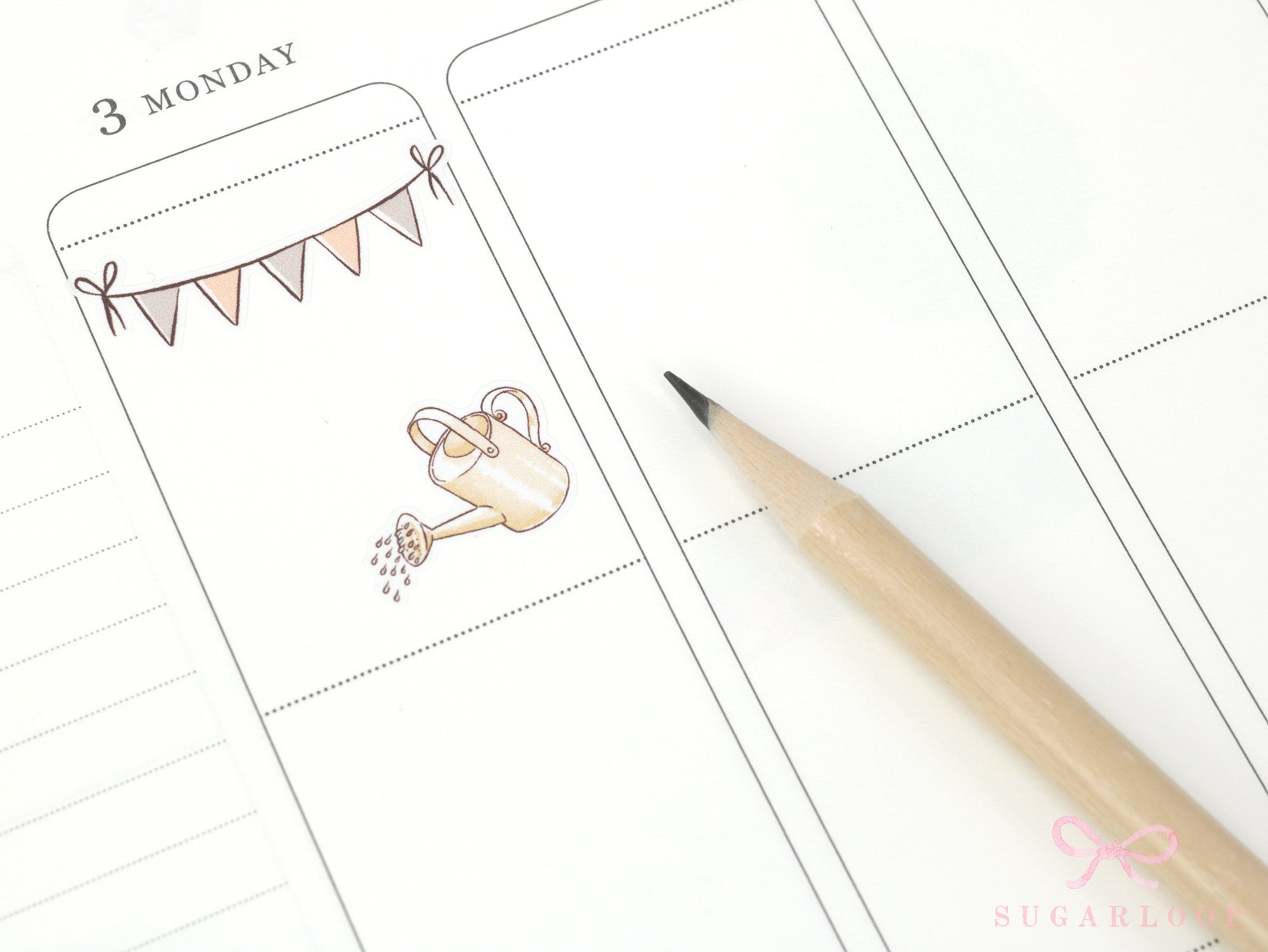 Watering Can Planner and Journal Stickers: Gardening, Pot Plant, Chore Icons