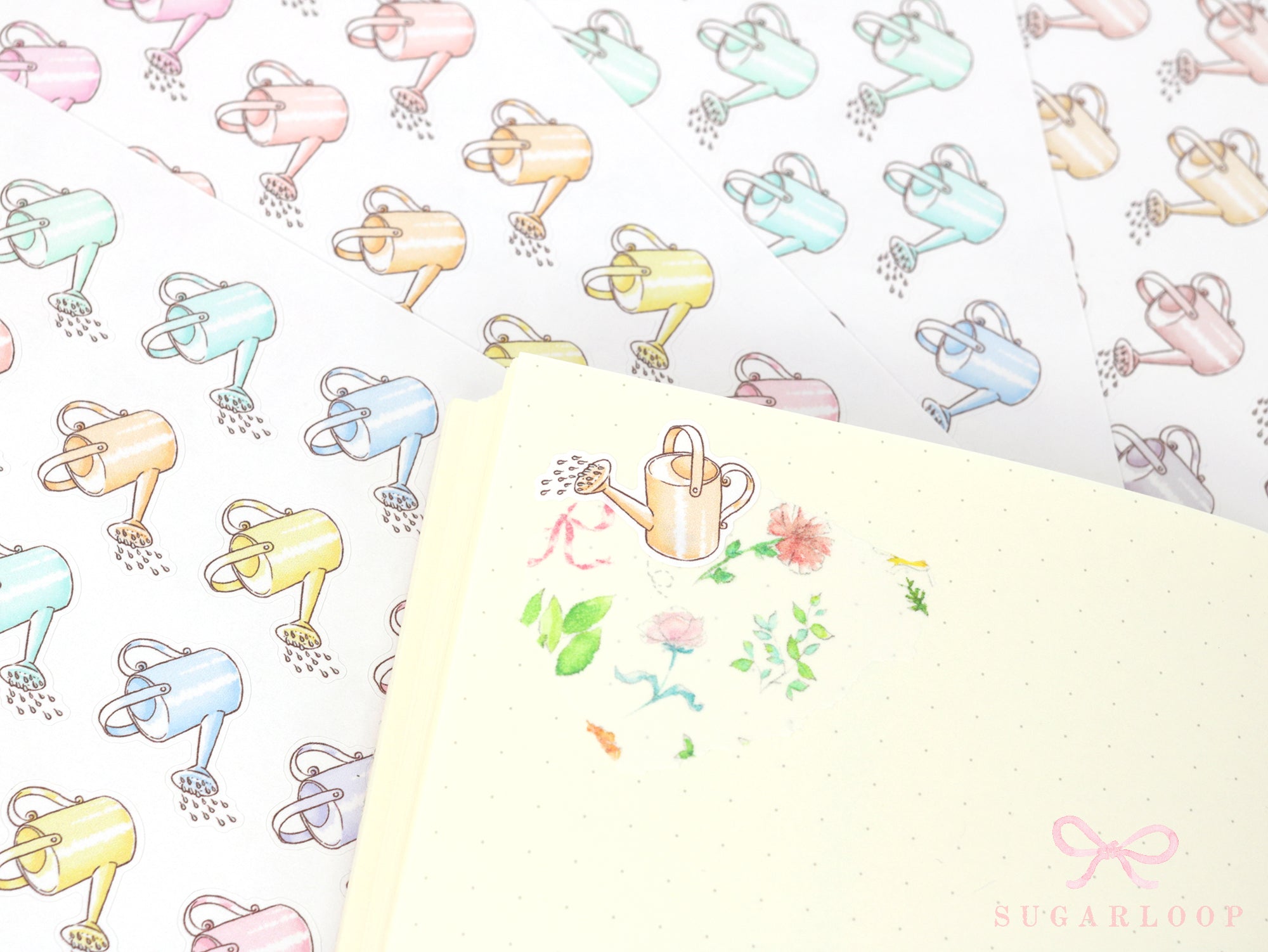 Watering Can Planner and Journal Stickers: Gardening, Pot Plant, Chore Icons