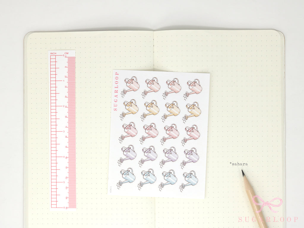 Watering Can Planner and Journal Stickers: Gardening, Pot Plant, Chore Icons
