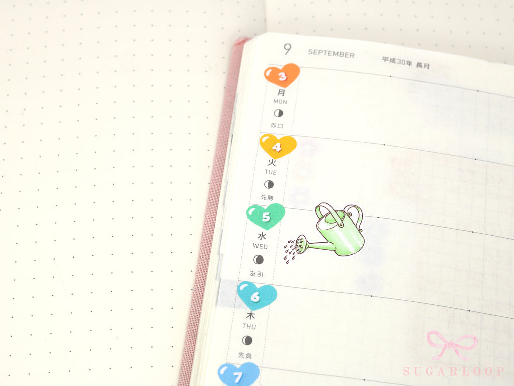 Watering Can Planner and Journal Stickers: Gardening, Pot Plant, Chore Icons