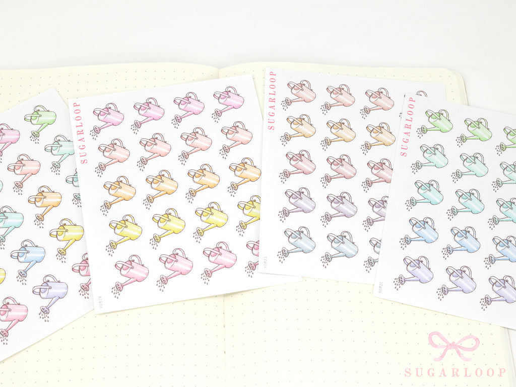 Watering Can Planner and Journal Stickers: Gardening, Pot Plant, Chore Icons
