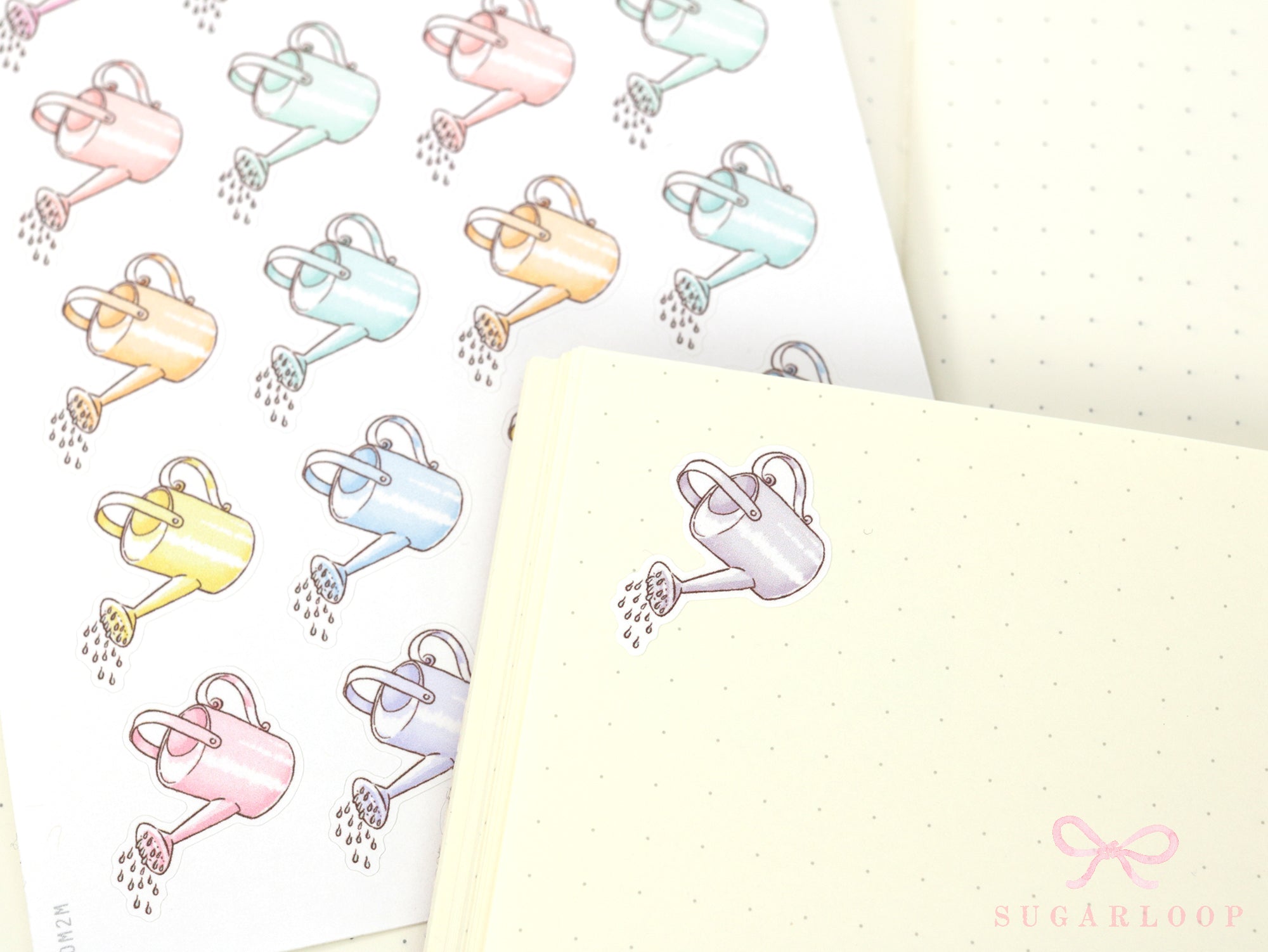 Watering Can Planner and Journal Stickers: Gardening, Pot Plant, Chore Icons