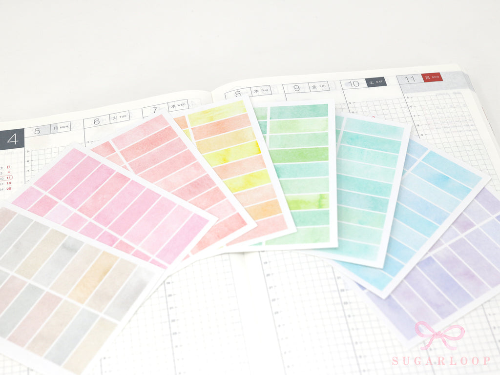 Hobonichi Cousin One Hour Hourly Time Block Stickers: Weekly  Writable  Watercolor