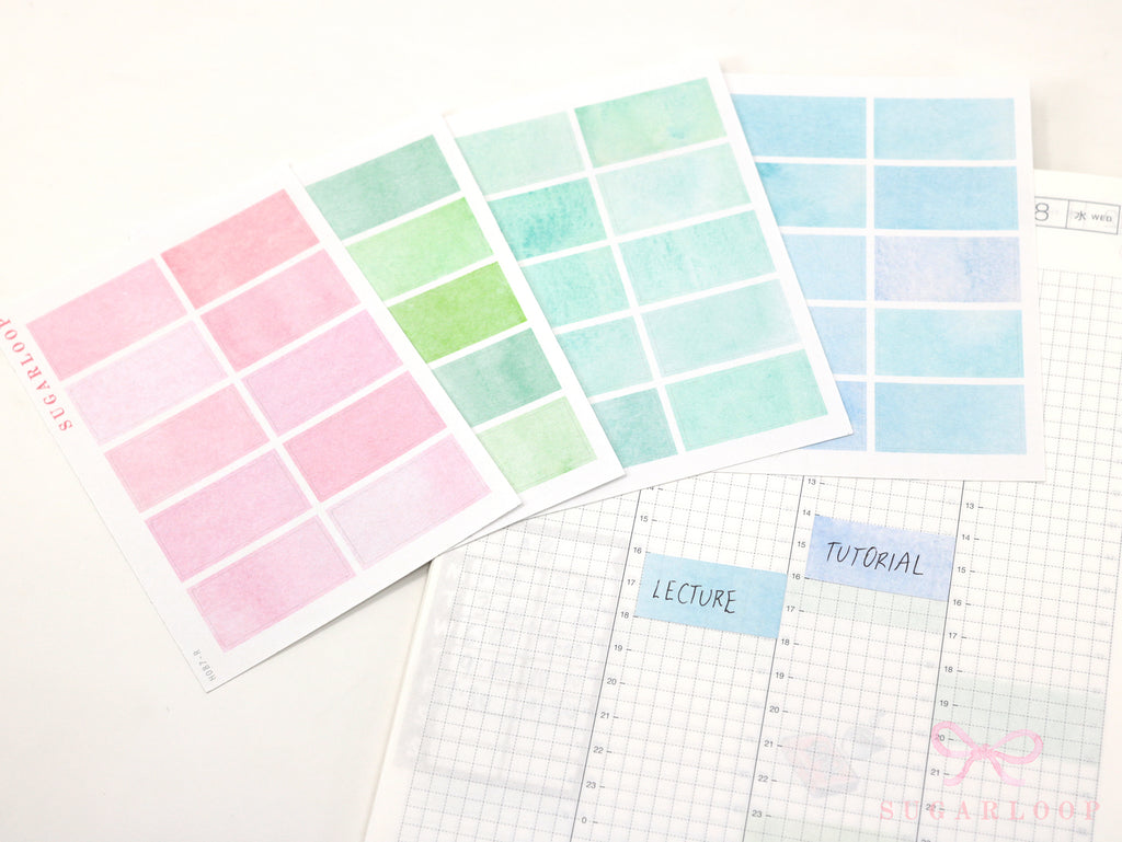 Hobonichi Cousin Two Hour Hourly Time Block Stickers: Weekly  Writable  Watercolor
