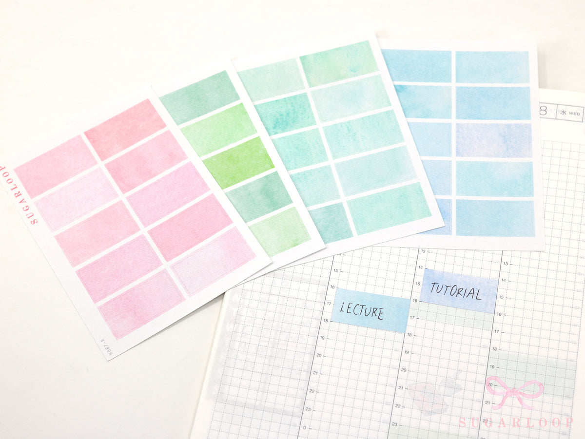 Hobonichi Cousin Two Hour Hourly Time Block Stickers: Weekly  Writable  Watercolor