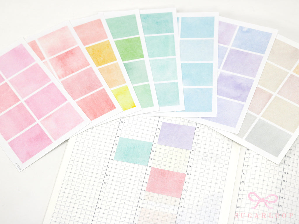 Hobonichi Cousin Three Hour Hourly Time Block Stickers: Weekly  Writable  Watercolor