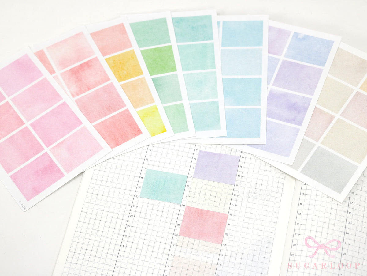 Hobonichi Cousin Three Hour Hourly Time Block Stickers: Weekly  Writable  Watercolor