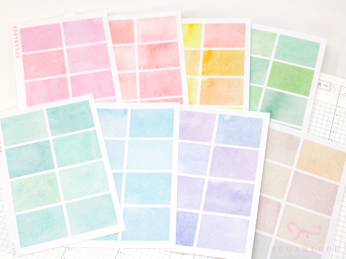Hobonichi Cousin Three Hour Hourly Time Block Stickers: Weekly  Writable  Watercolor
