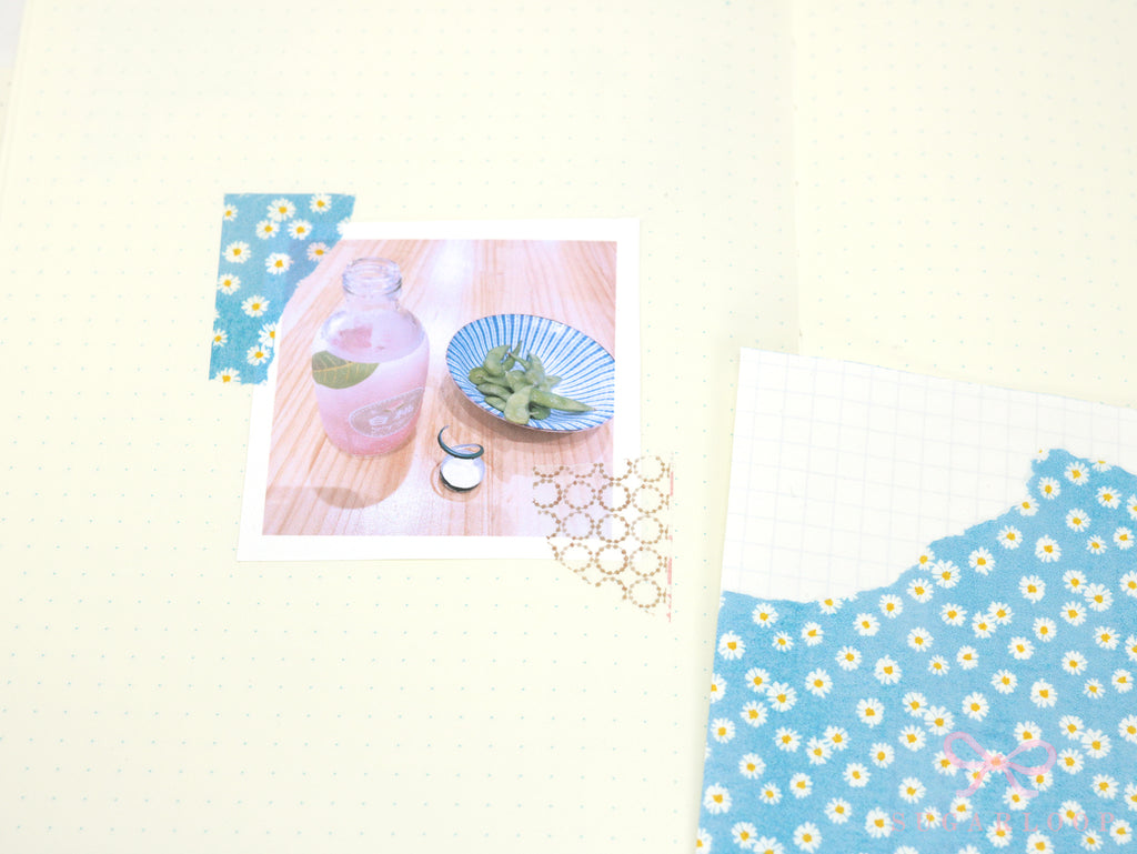 Washi Paper Deco Pattern Sheet for Planners and Journals: Daisy Watercolor  Collage
