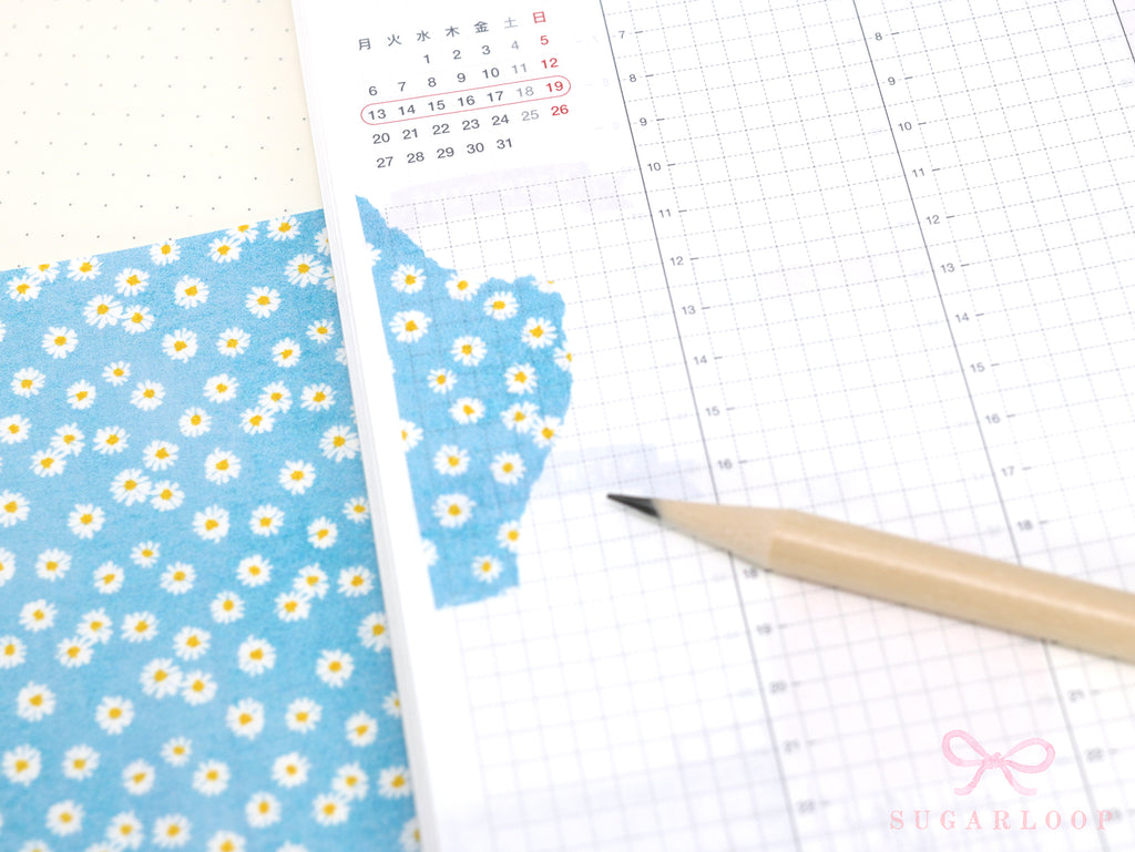 Washi Paper Deco Pattern Sheet for Planners and Journals: Daisy Watercolor  Collage
