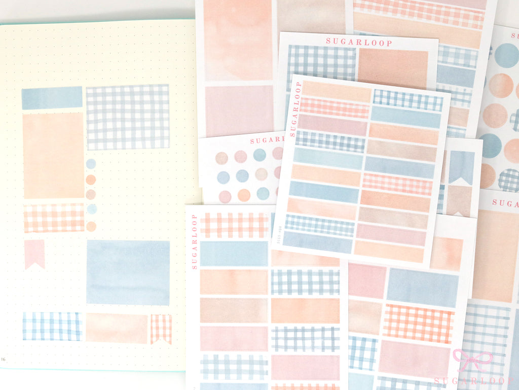 Gingham Planner Stickers – Dots  Headers  Boxes  Strips & Deco for Journals  Diaries and Calendars