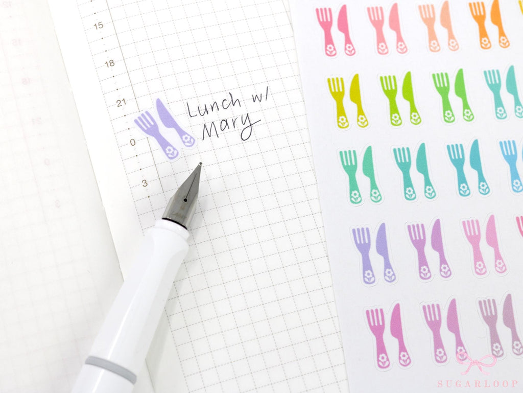 Cute Knife Fork Meal Prep Plan Bujo Planner Stickers