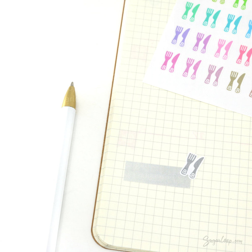 Cute Knife Fork Meal Prep Plan Bujo Planner Stickers