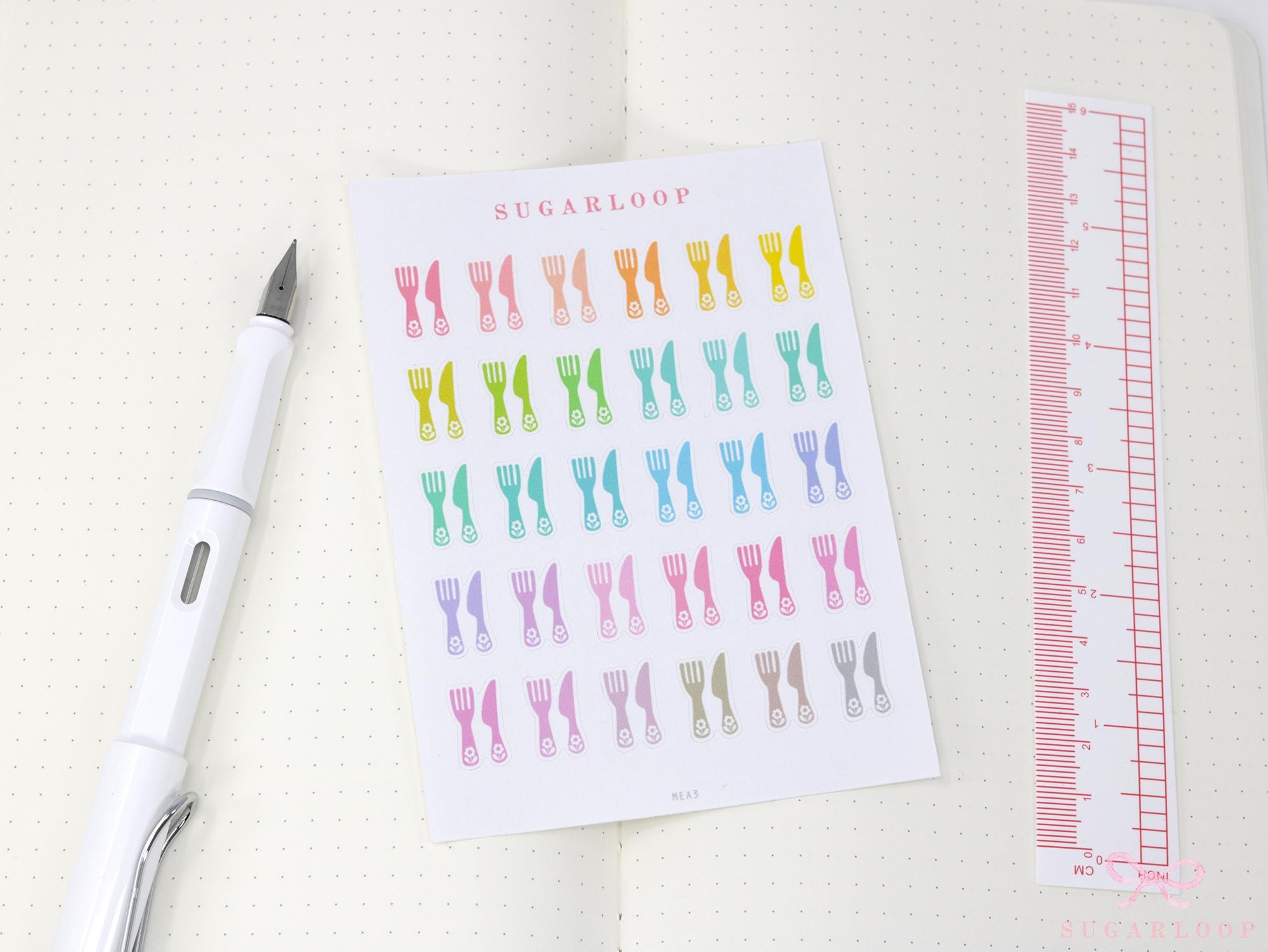 Cute Knife Fork Meal Prep Plan Bujo Planner Stickers