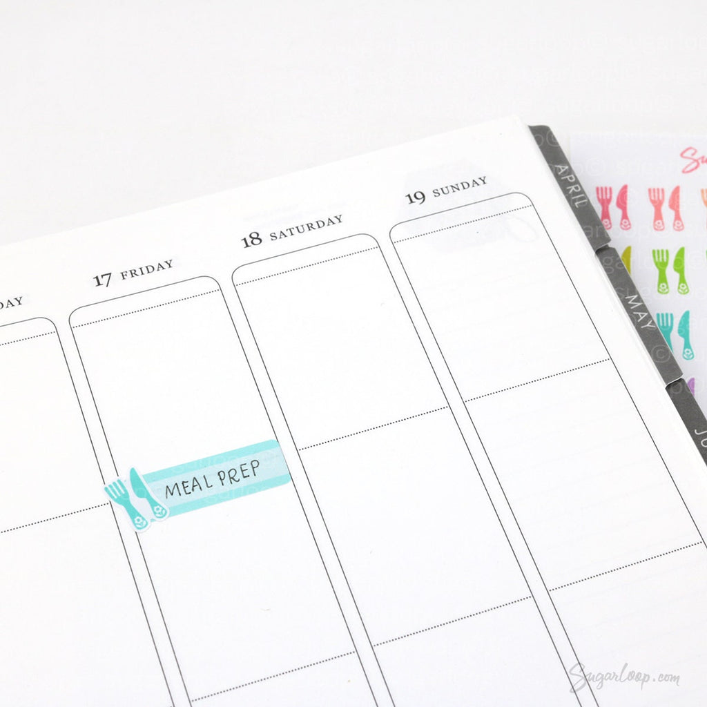 Cute Knife Fork Meal Prep Plan Bujo Planner Stickers