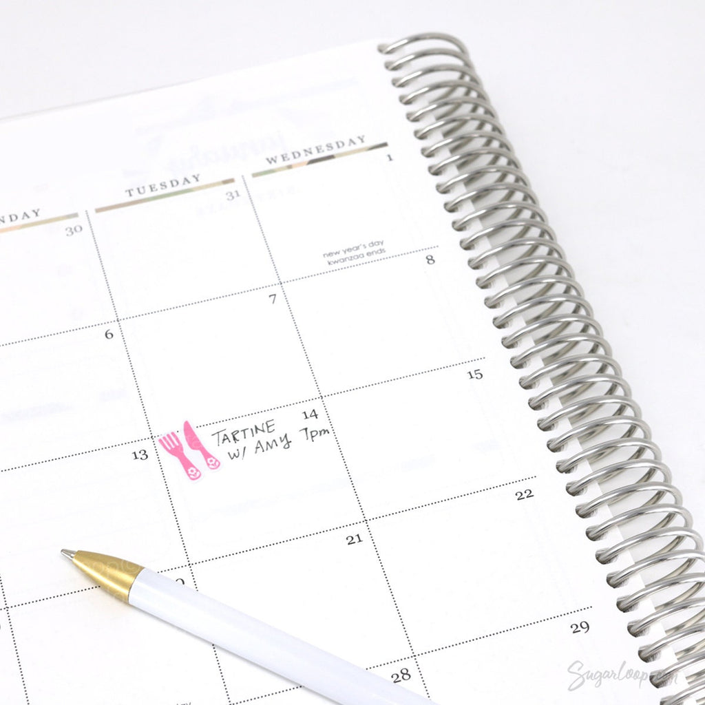 Cute Knife Fork Meal Prep Plan Bujo Planner Stickers