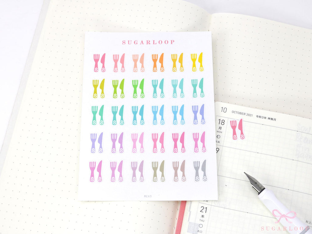 Cute Knife Fork Meal Prep Plan Bujo Planner Stickers
