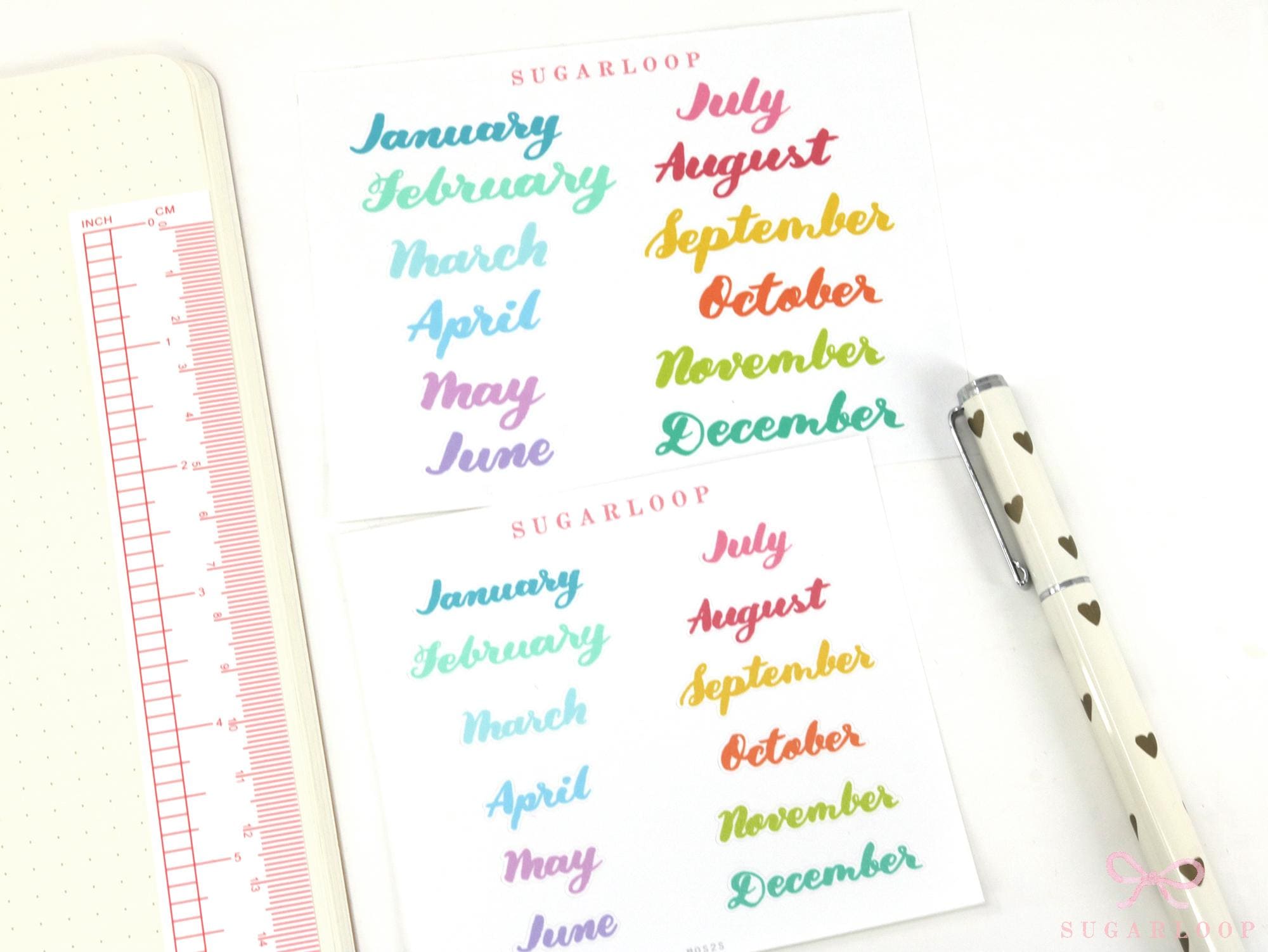 Months of The Year Planner Bujo Planner Stickers: 1.5in (38mm) 2in (50 mm)