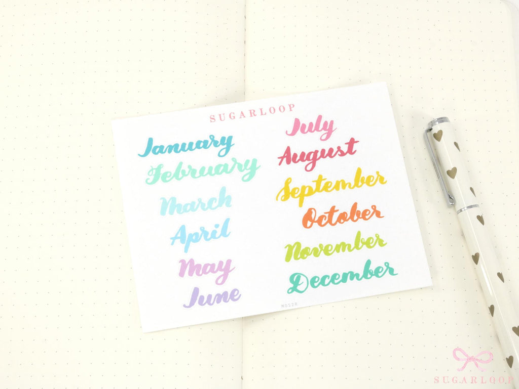 Months of The Year Planner Bujo Planner Stickers: 1.5in (38mm) 2in (50 mm)