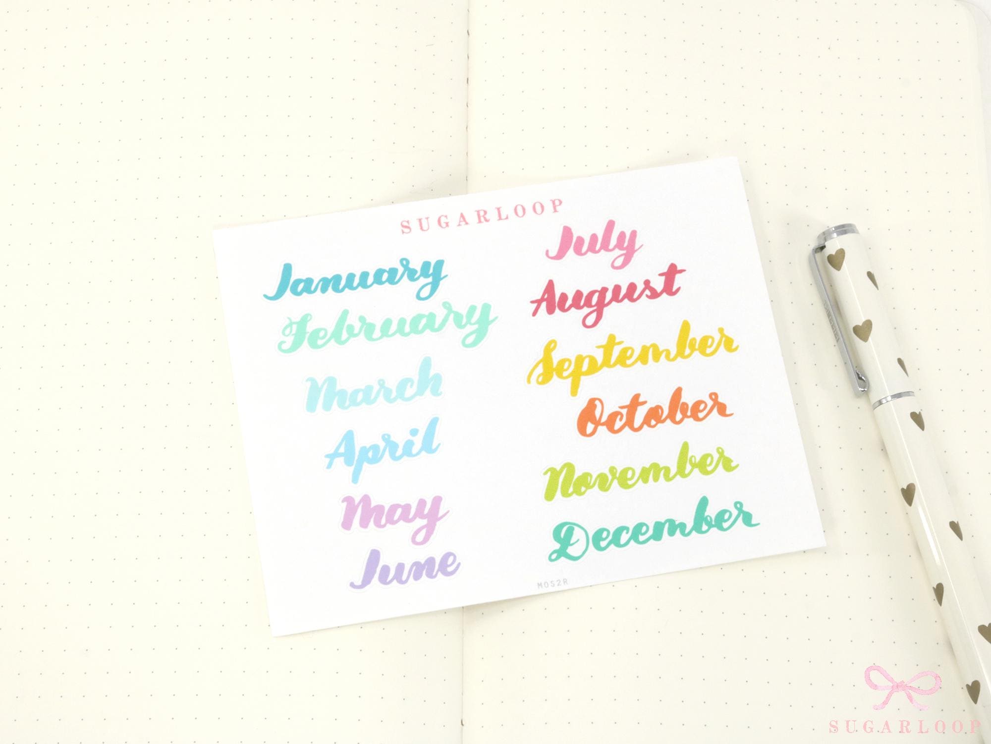 Months of The Year Planner Bujo Planner Stickers: 1.5in (38mm) 2in (50 mm)