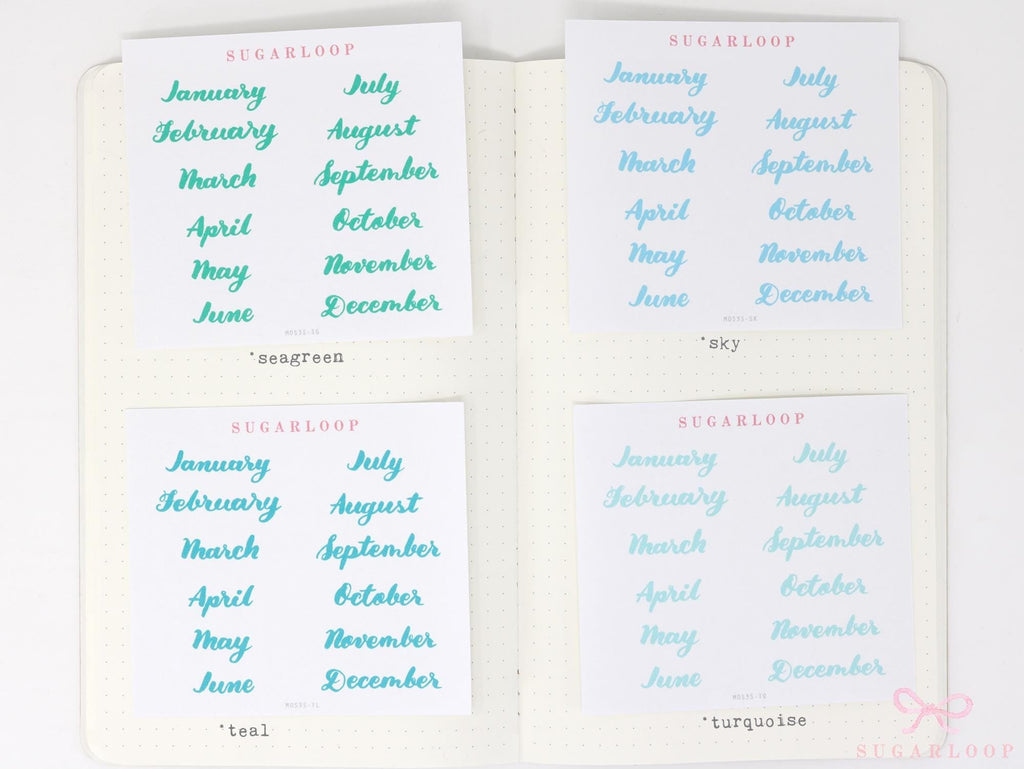 Months of The Year Planner Bujo Planner Stickers: 1.5in (38mm) 2in (50 mm) 24 Colors