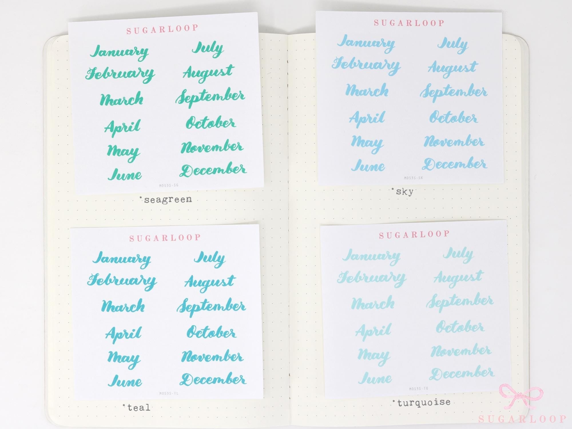 Months of The Year Planner Bujo Planner Stickers: 1.5in (38mm) 2in (50 mm) 24 Colors