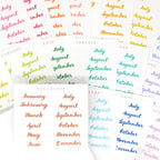 Months of The Year Planner Bujo Planner Stickers: 1.5in (38mm) 2in (50 mm) 24 Colors