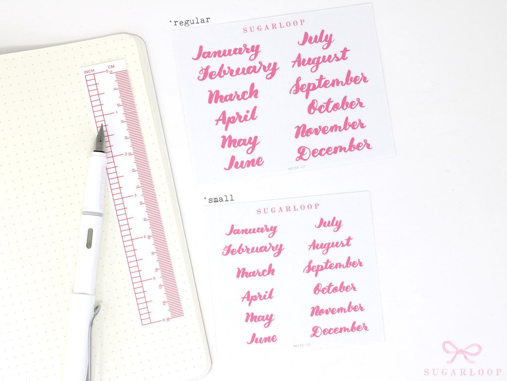 Months of The Year Planner Bujo Planner Stickers: 1.5in (38mm) 2in (50 mm) 24 Colors