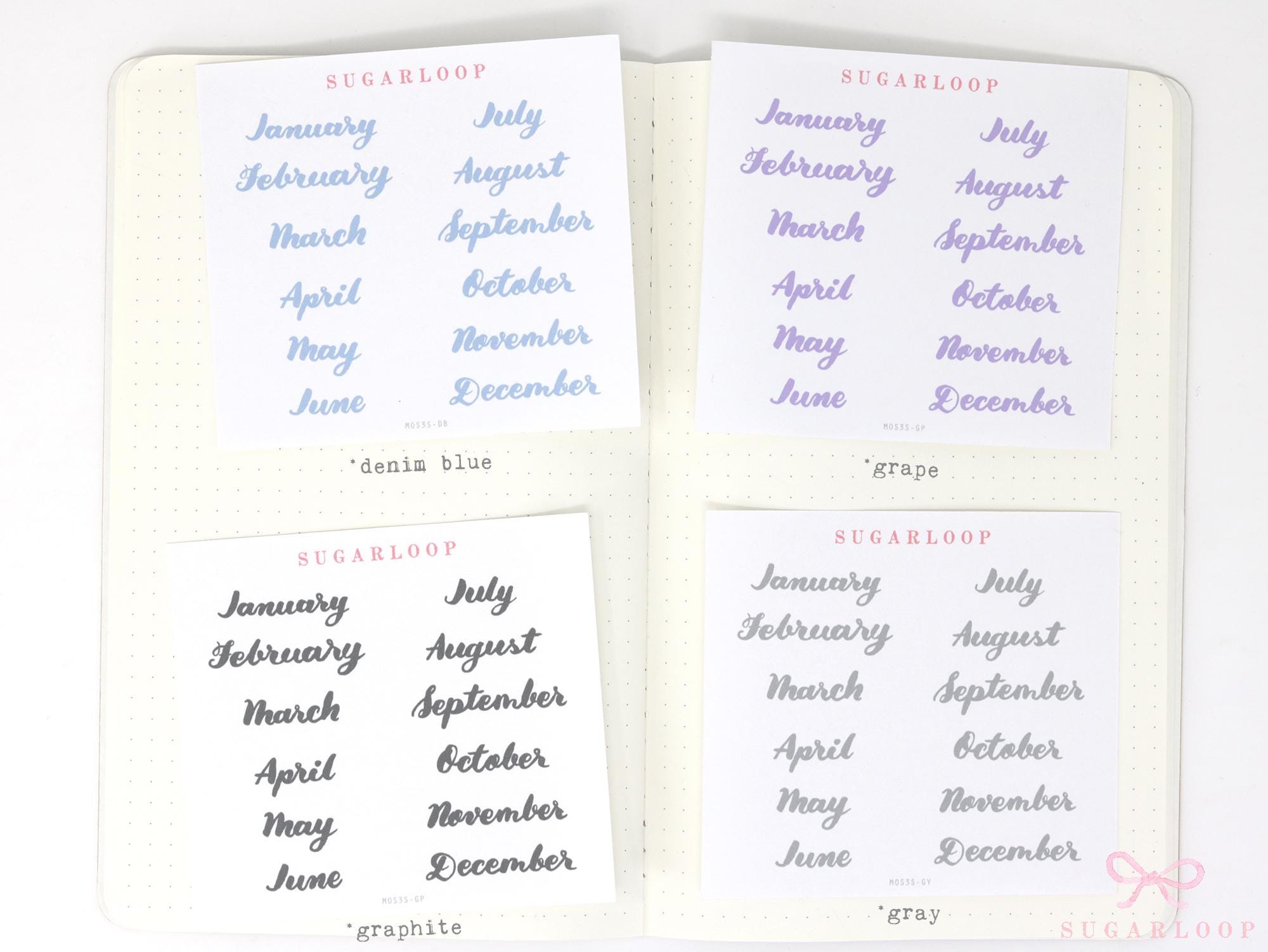 Months of The Year Planner Bujo Planner Stickers: 1.5in (38mm) 2in (50 mm) 24 Colors