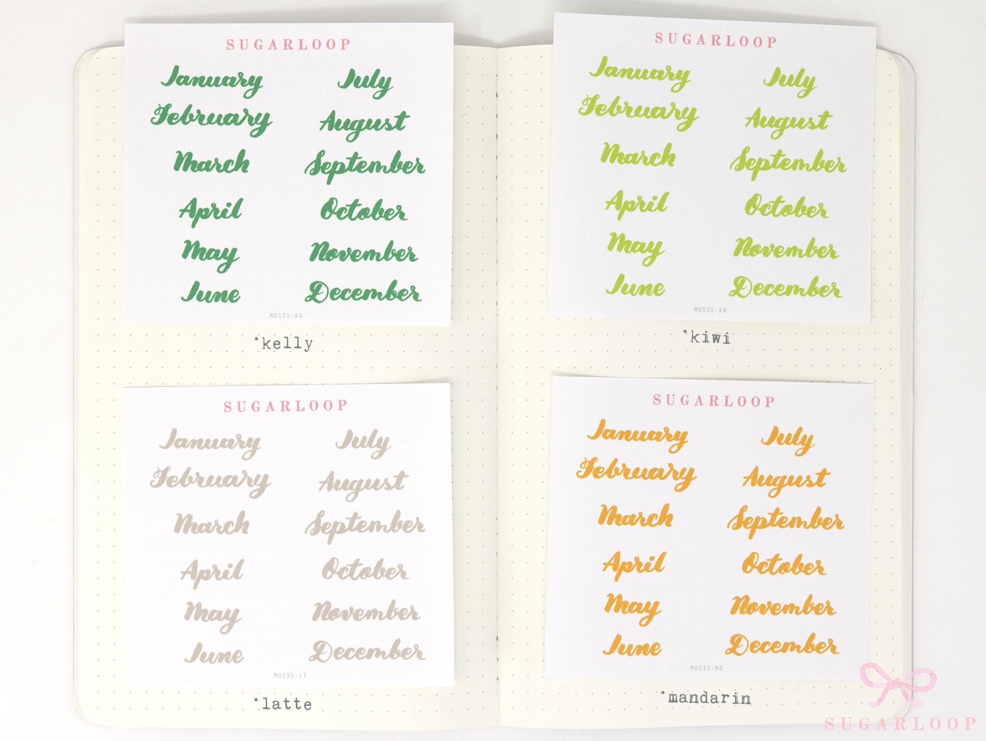 Months of The Year Planner Bujo Planner Stickers: 1.5in (38mm) 2in (50 mm) 24 Colors