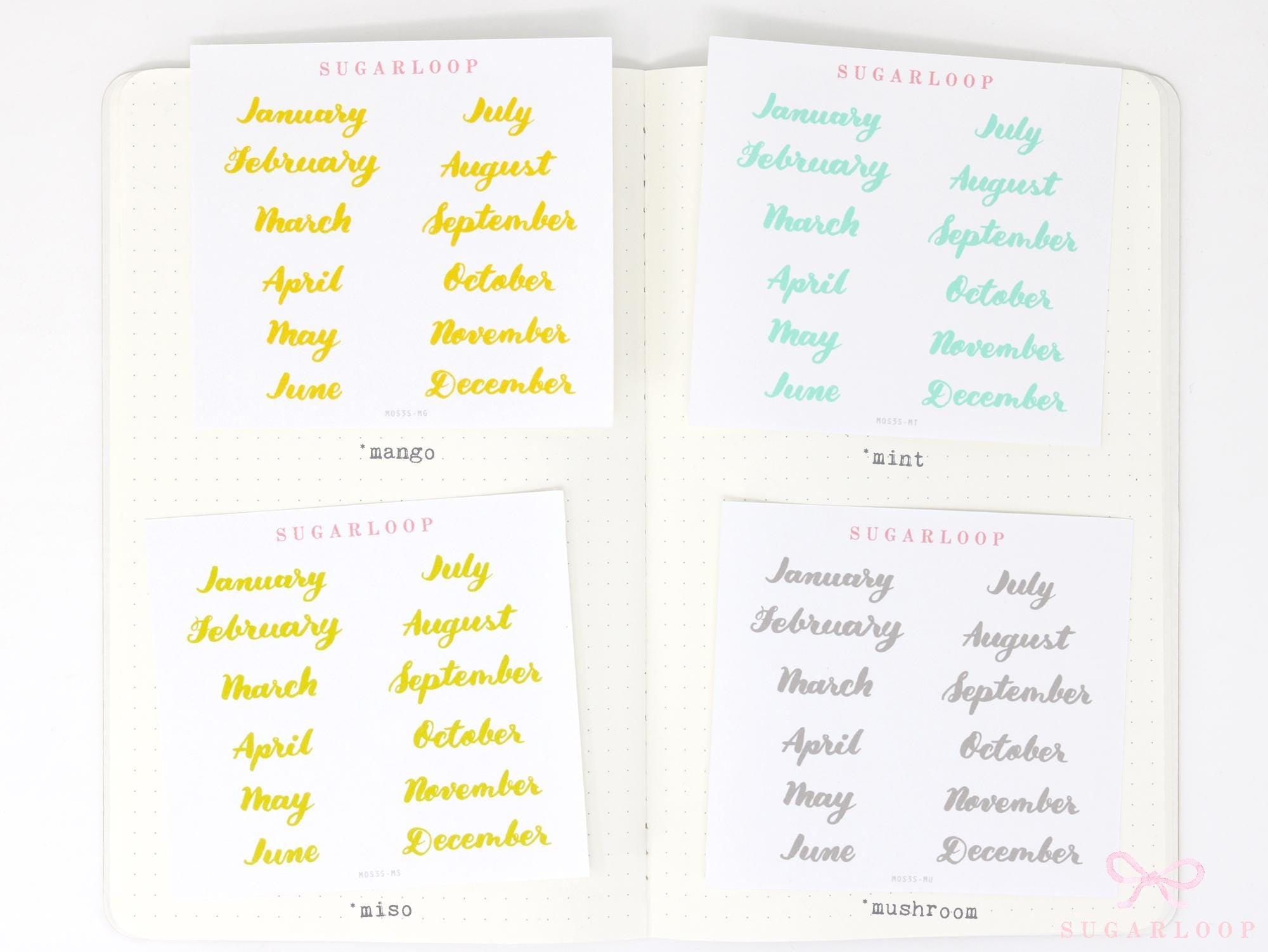 Months of The Year Planner Bujo Planner Stickers: 1.5in (38mm) 2in (50 mm) 24 Colors