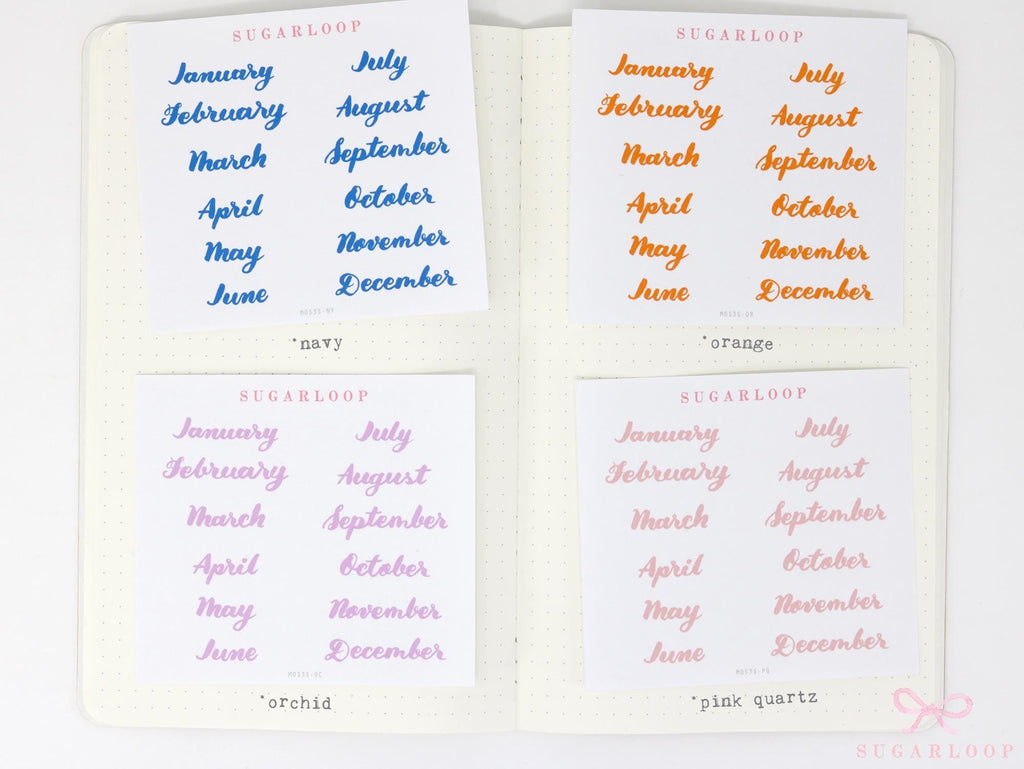Months of The Year Planner Bujo Planner Stickers: 1.5in (38mm) 2in (50 mm) 24 Colors