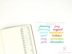 Months of The Year Planners & Bullet Journals: 1.5in (38mm) 2.5in (65 mm) 3.5in (90 mm)