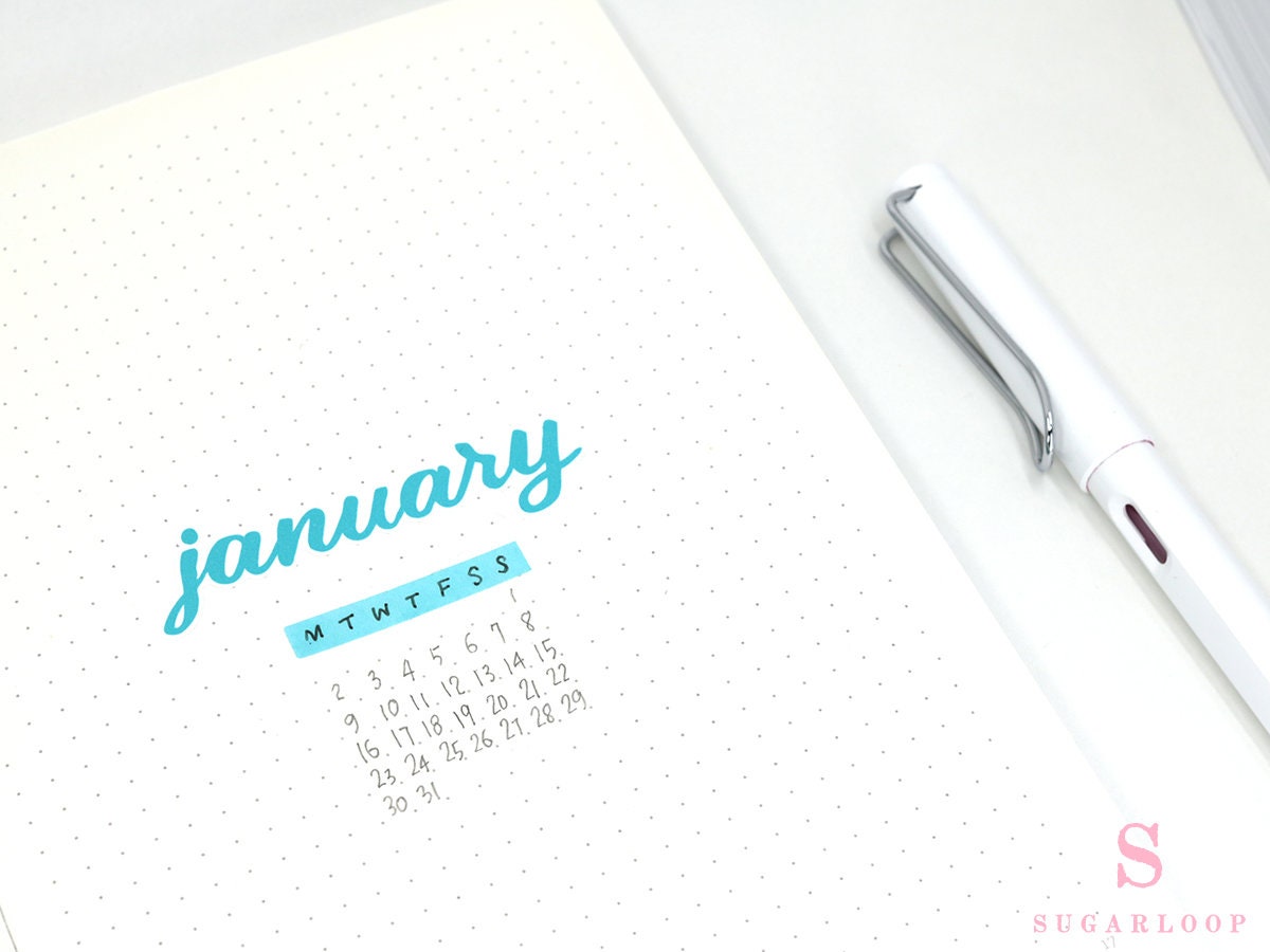 Months of The Year Planners & Bullet Journals: 1.5in (38mm) 2.5in (65 mm) 3.5in (90 mm)