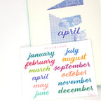 Months of The Year Bujo Planner Stickers: 1.5in (38mm) 2.5in (65 mm) 3.5in (90 mm)