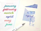 Months of The Year Bujo Planner Stickers: 1.5in (38mm) 2.5in (65 mm) 3.5in (90 mm)