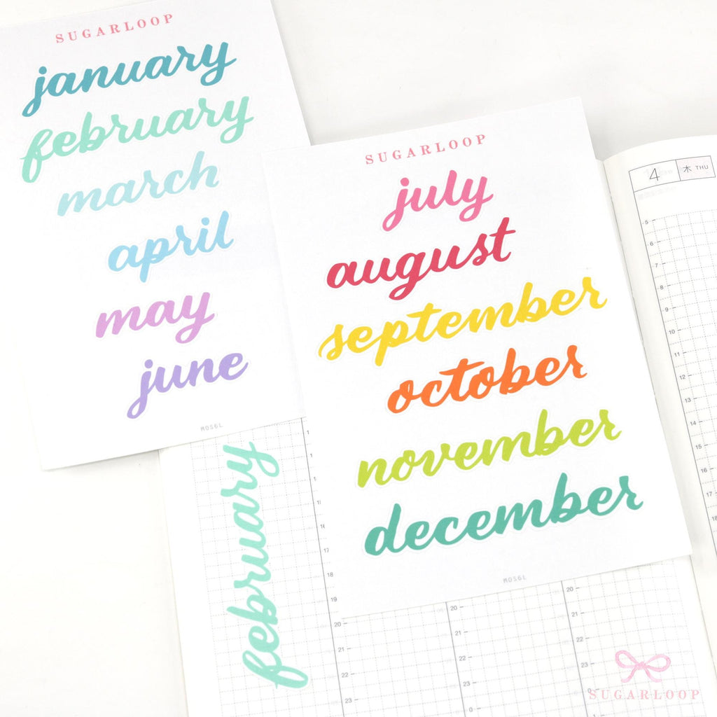 Large Months of The Year Planner and Bujo Stickers: 3.5in (90 mm)
