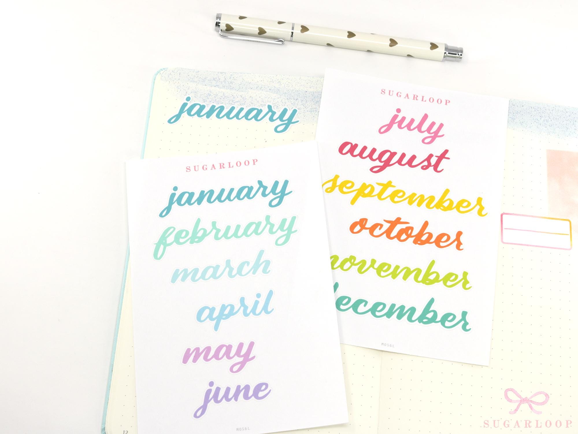 Large Months of The Year Planner and Bujo Stickers: 3.5in (90 mm)