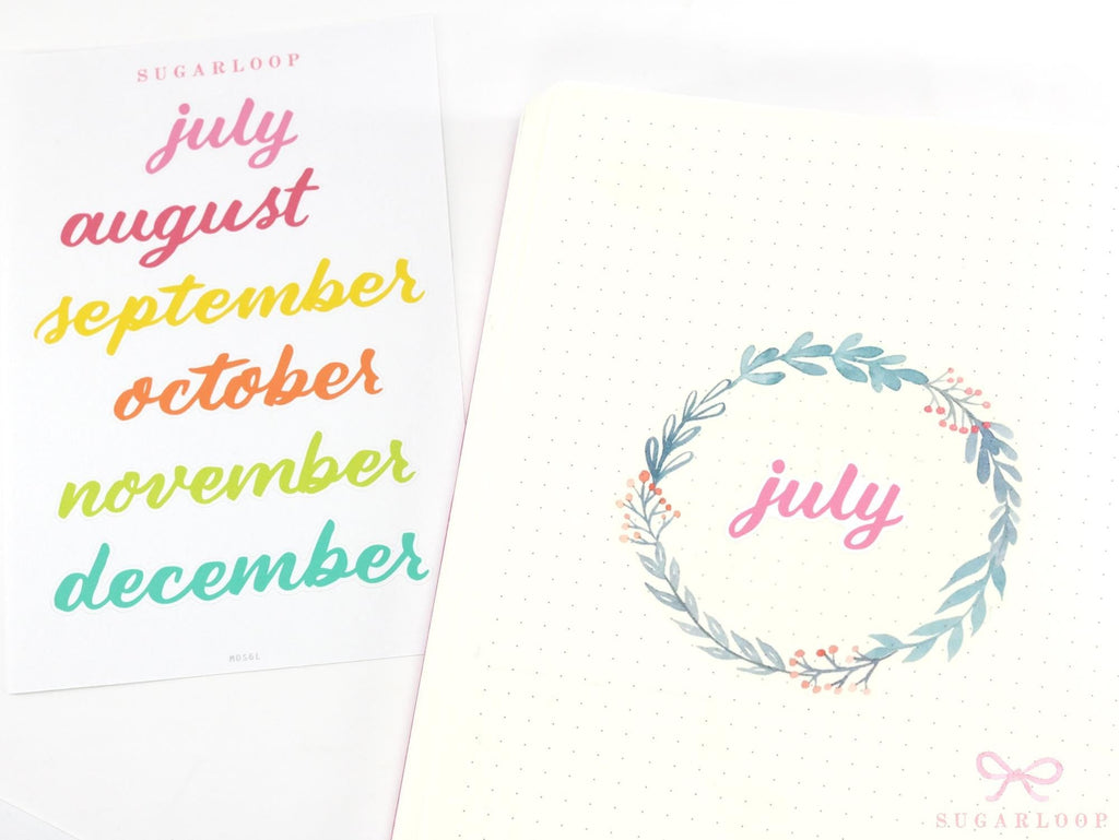 Large Months of The Year Planner and Bujo Stickers: 3.5in (90 mm)