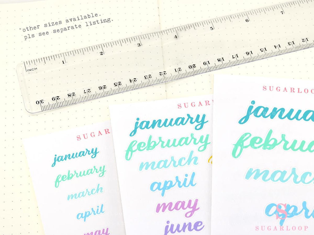 Large Months of The Year Planner and Bujo Stickers: 3.5in (90 mm)