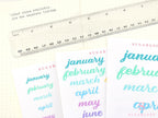 Large Months of The Year Planner and Bujo Stickers: 3.5in (90 mm)