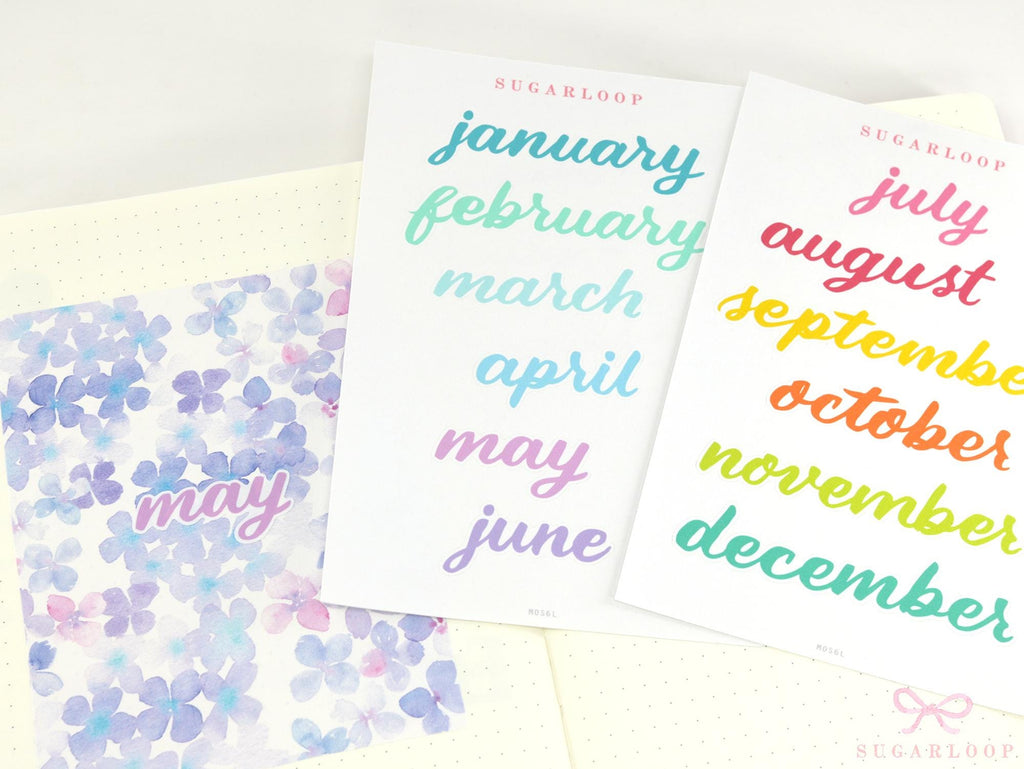 Large Months of The Year Planner and Bujo Stickers: 3.5in (90 mm)