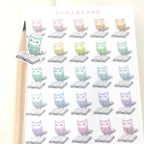 Reading Book Club Cute Vintage Style Owl Stickers for Journals & Planners: Rainbow