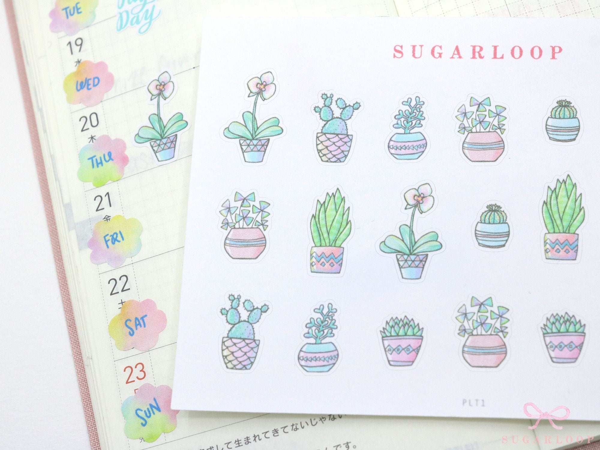 Cute Hand-Drawn Pot Plant Stickers – Bujo & Planner Stickers for Planning and Journaling