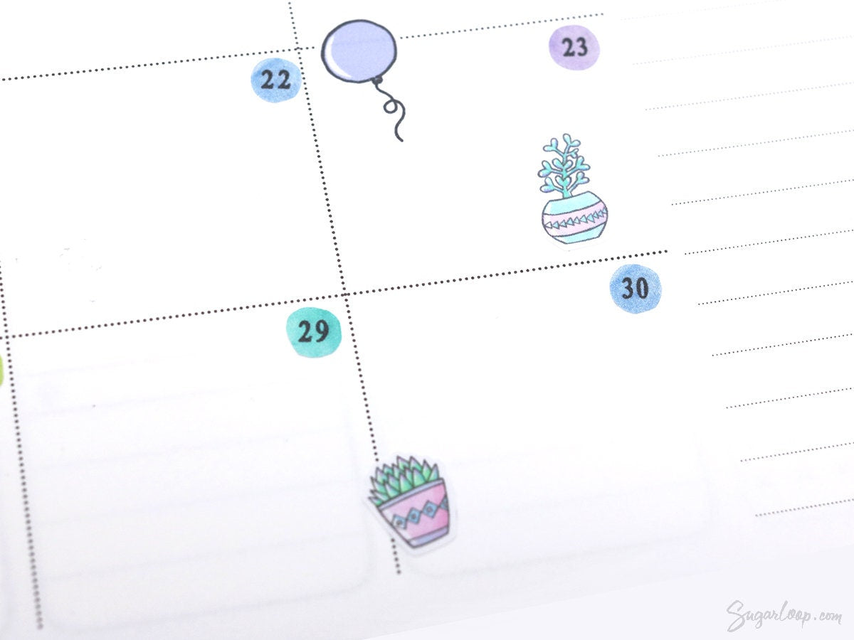 Cute Hand-Drawn Pot Plant Stickers – Bujo & Planner Stickers for Planning and Journaling