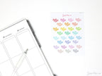 Rainbow Date Night Script Icon Stickers – Bujo & Planner Stickers for Journaling and Planning